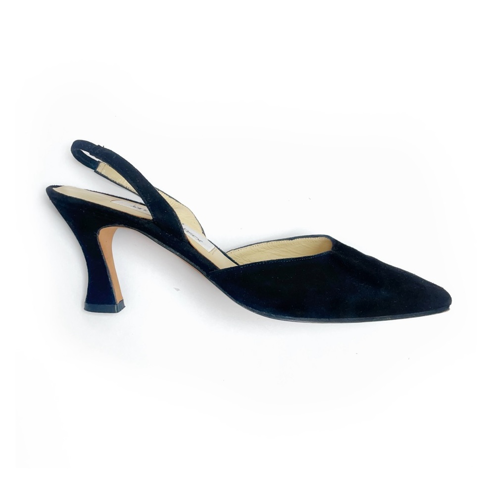 VINTAGE Joseph Azagury SUEDE SLING BACK PUMP 3 inch heel BLACK size 38
